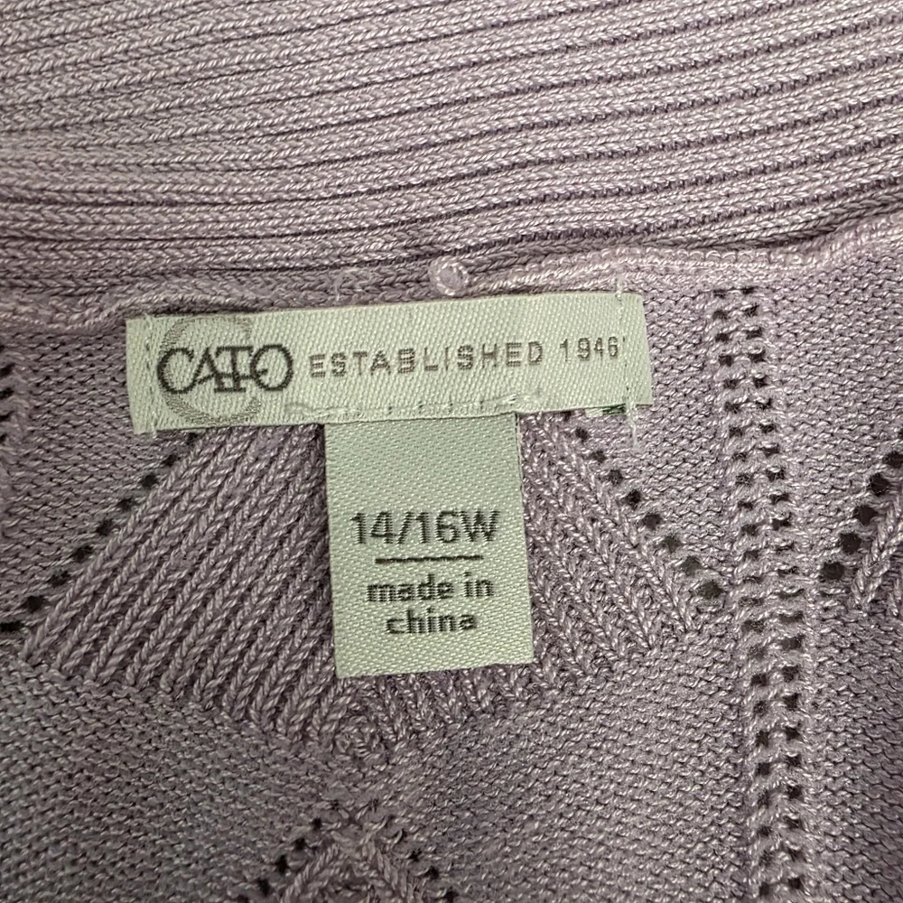 Cato Open Front Cardigan Sweater - Lavender Women's Size 14W-16W
